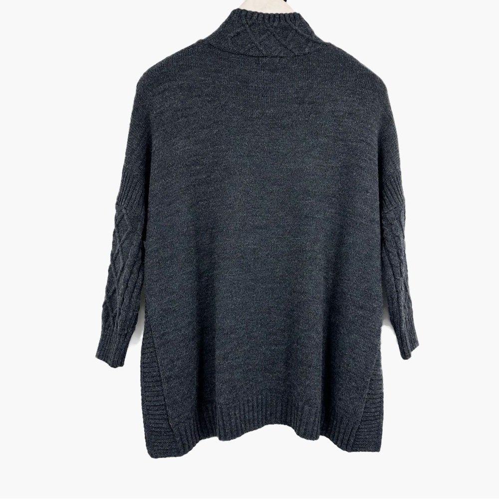 Mer Sea Lisbon Traveler Charcoal Gray Diamond Knit Mock Neck Sweater One Size - Picture 3 of 11